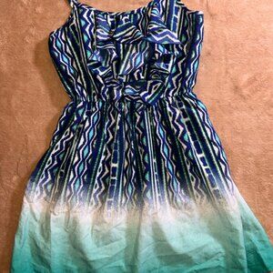 Sequin‎ Hearts Lightweight Spaghetti Strap Ruffle Tunic Top Turquoise Size M (S)